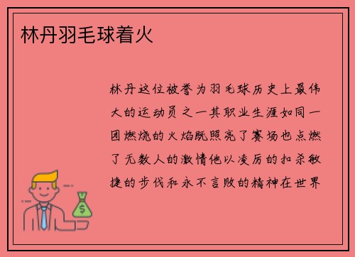 林丹羽毛球着火